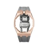 rose gold stainless steel case+gray silicone band