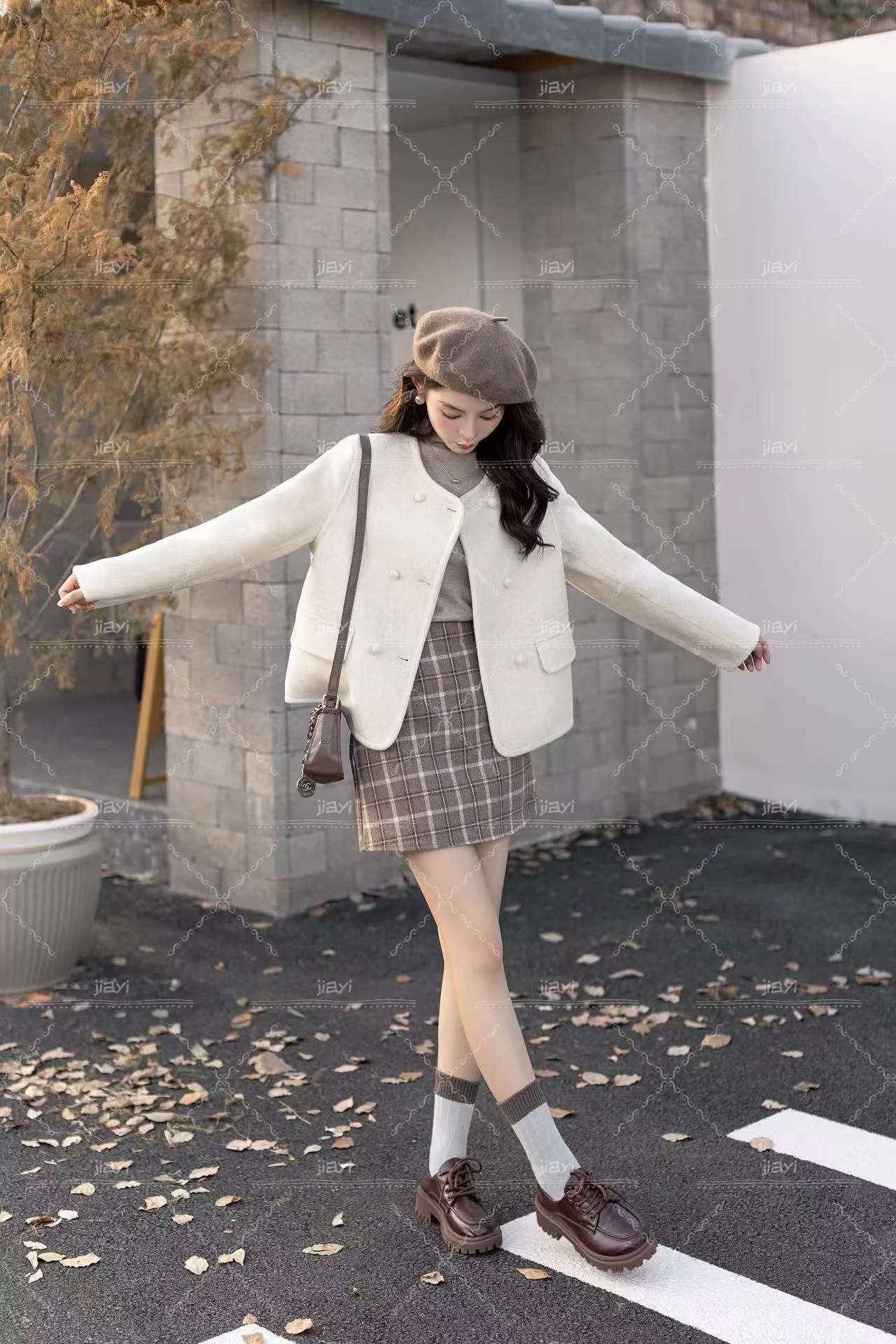 Vintage High-End Wool Coat Double-Sided Long Fall/Winter Casual Small Lapels Double-breasted Sheep Fur Decoration