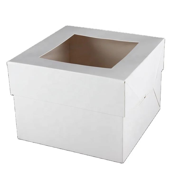 Оптовая продажа Высококачественная однотонная белая коробка для торта с прозрачным
