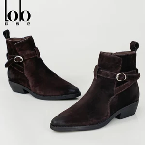 Formal Office Ankle Chelsea Boots for Autumn and Winter Seasons Comfortable Chunky Heel Design with Metal Buckle Women's Shoes
