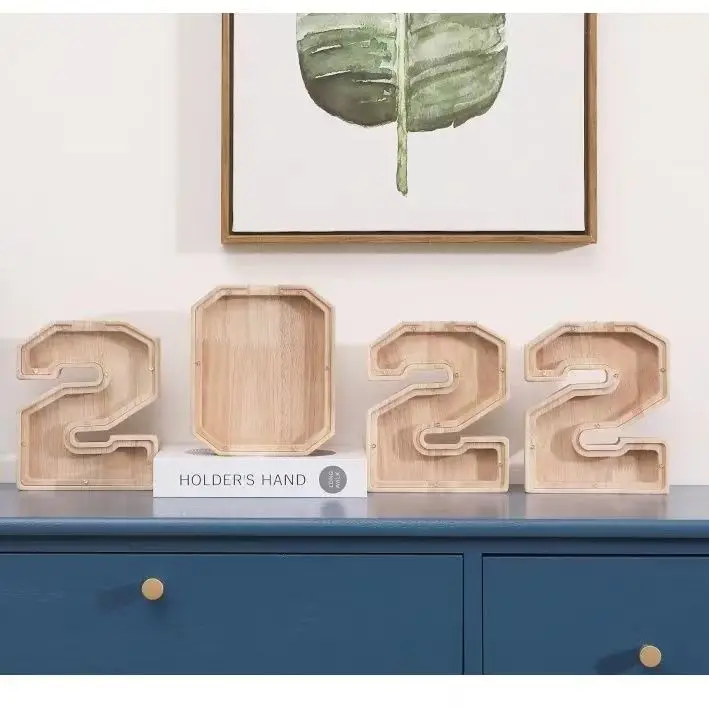 Персонализированная деревянная прозрачная коробка для монет экономии денег