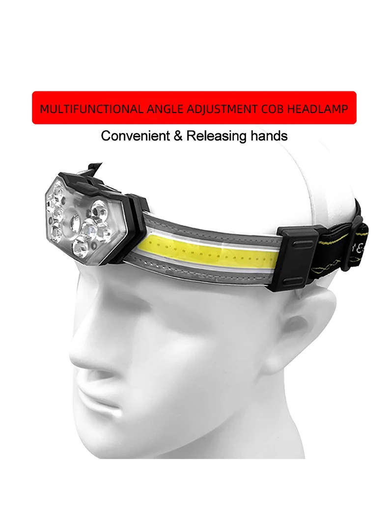 2022 new waterproof 270 Wide Beam Flashlight Bright Headlight Rechargeable LED COB Head Lamp For Running Camping details