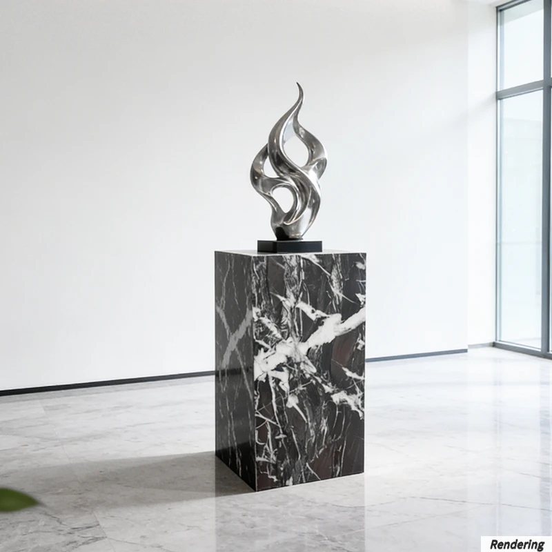 Luxury Modern Black White Marble Display Pedestal Sculpture Vase Art Decoration Stand Solid Stone Home Hotel Gallery