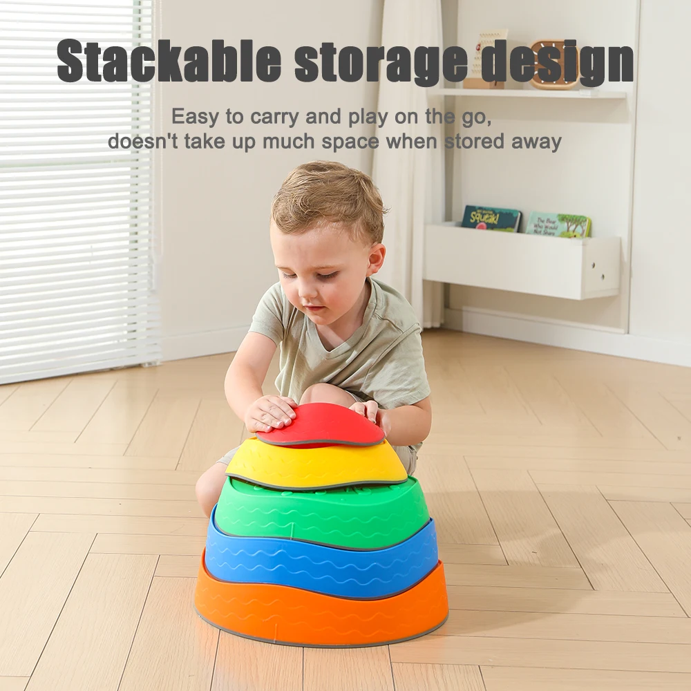 5Pcs Non-Slip Plastic Balance Stepping Stones for Kids,Toddler Indoor Step Stones Sensory Training Toys,Kids Stepping Stones