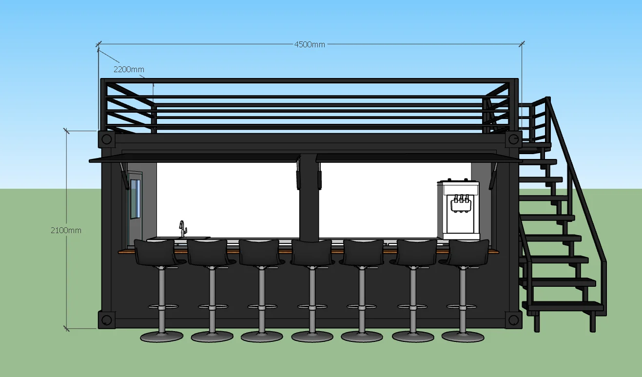 Modular Cafe Layou Double-deck Restaurant Kiosk Modified Prefab Modular Coffee Shop ...