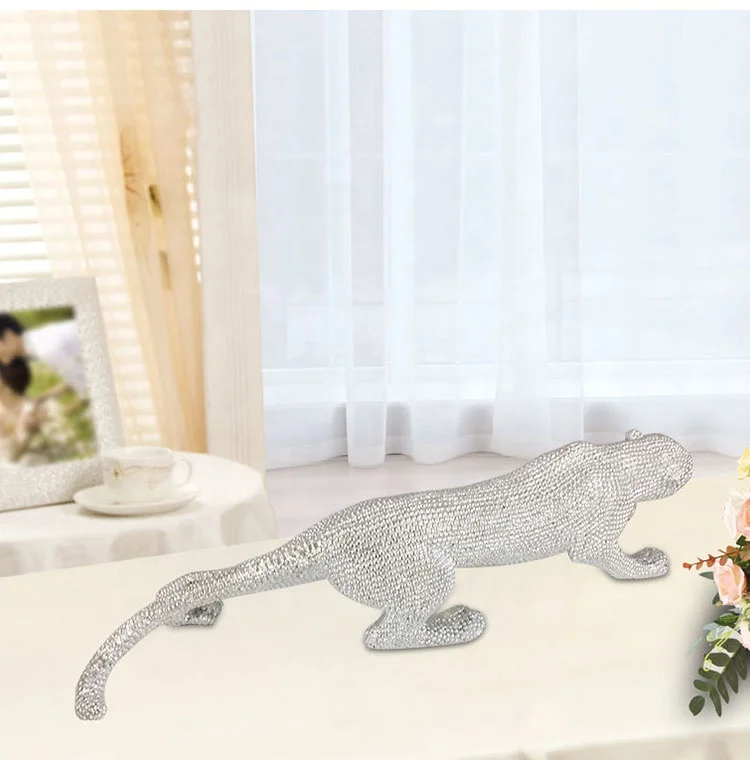 Custom Handmade Modern Abstract Gold Panther Resin Leopard Statue Decor Gifts Crafts Ornament