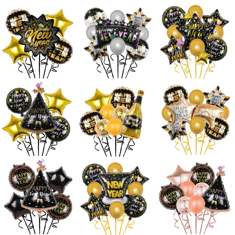Foil Balloons Happy New Year Festival Gift Box Sets Aluminum Globos