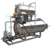 500 Double chamber Water Bath Immersion Food Autoclaves for Beef Meat Horizontal Sterilization retort machine