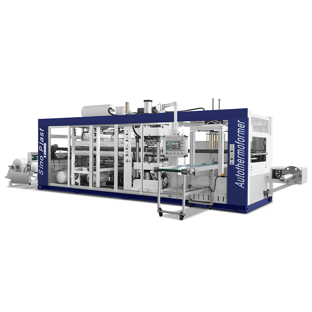 SINOPLAST Full Automatic 4 Stations Plastic Thermoforming Machine Fruit Vegetable Box Tray Making Machine