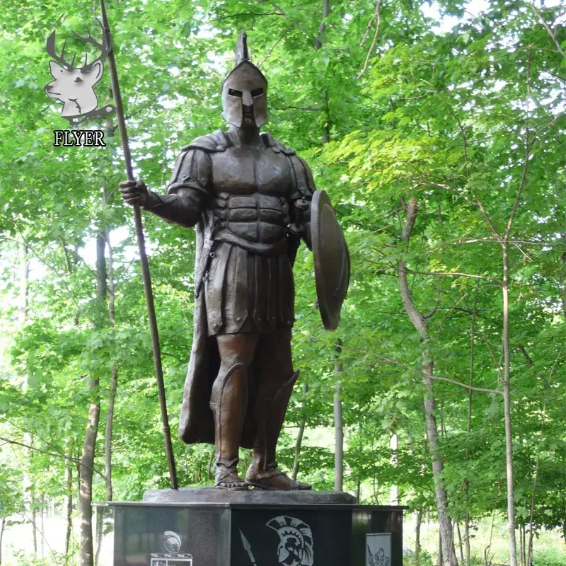 Outdoor Decoration Metal Greek Warrior Statue Sculpture Bronze Brass Life Size Spartan Statue