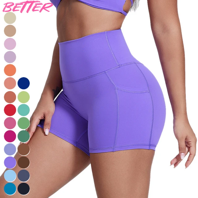 Women's High Waist Gym Fitness Leggings Hot Shorts With Side Pocket Quick Dry Yoga Sports Butt Lift shorts for girls