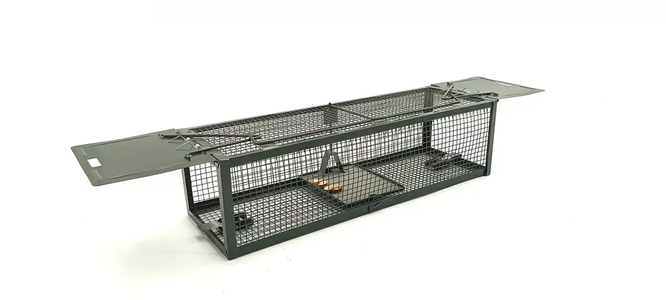 Humane Automatic Double Doors Wire Mesh Metal Live Chipmunk Mouse Rodent Rat Trap Cage Big Type for House Garden