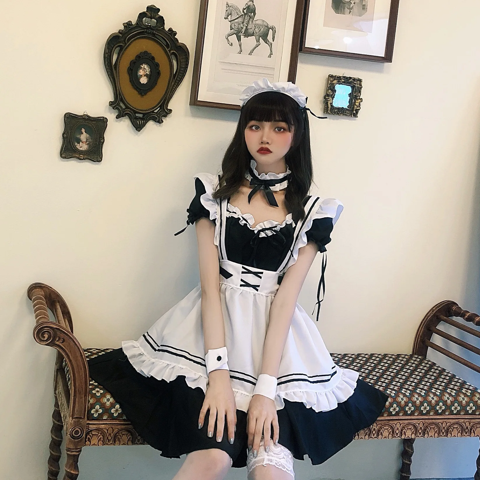 black and white dress costume Clown Cosplay Black White Jumpsuit Girl Women Contemporary Lyrical Stage  Performance Circle Dot Vertical Grain Print Dance Costume Adult – MiDee  Dance Costume
