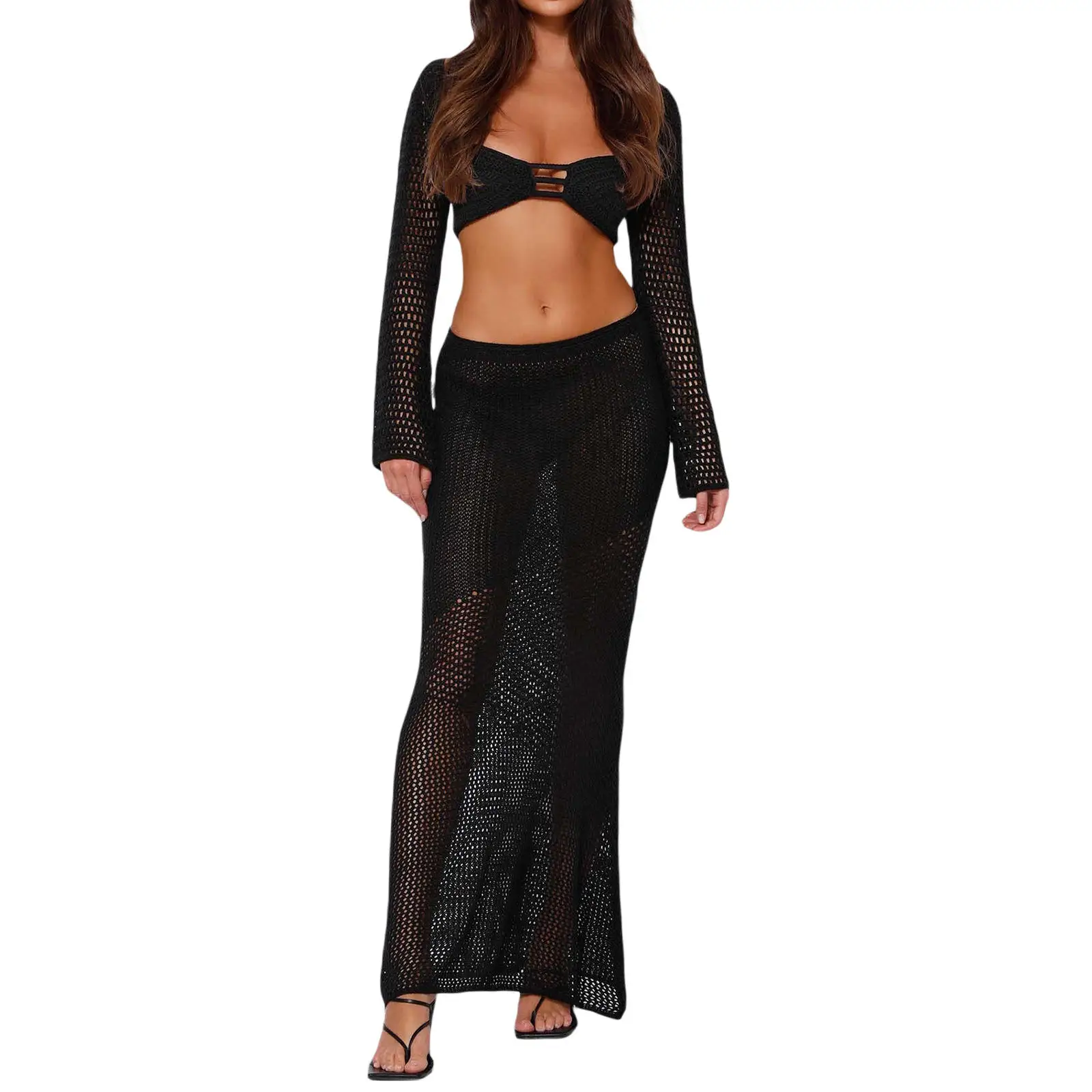 Halter Bandage Peach Hip Two Piece Pants Set main image 1