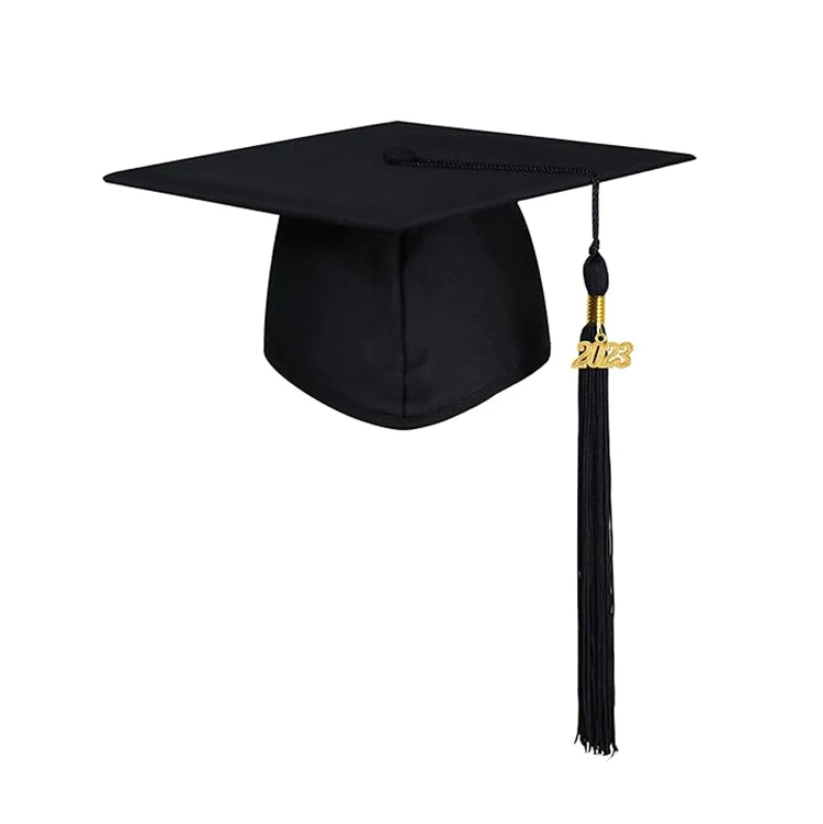 Wholesale Custom Elastic University Graduation Cap Adult Matte Black Graduation Hats Caps and Tassel