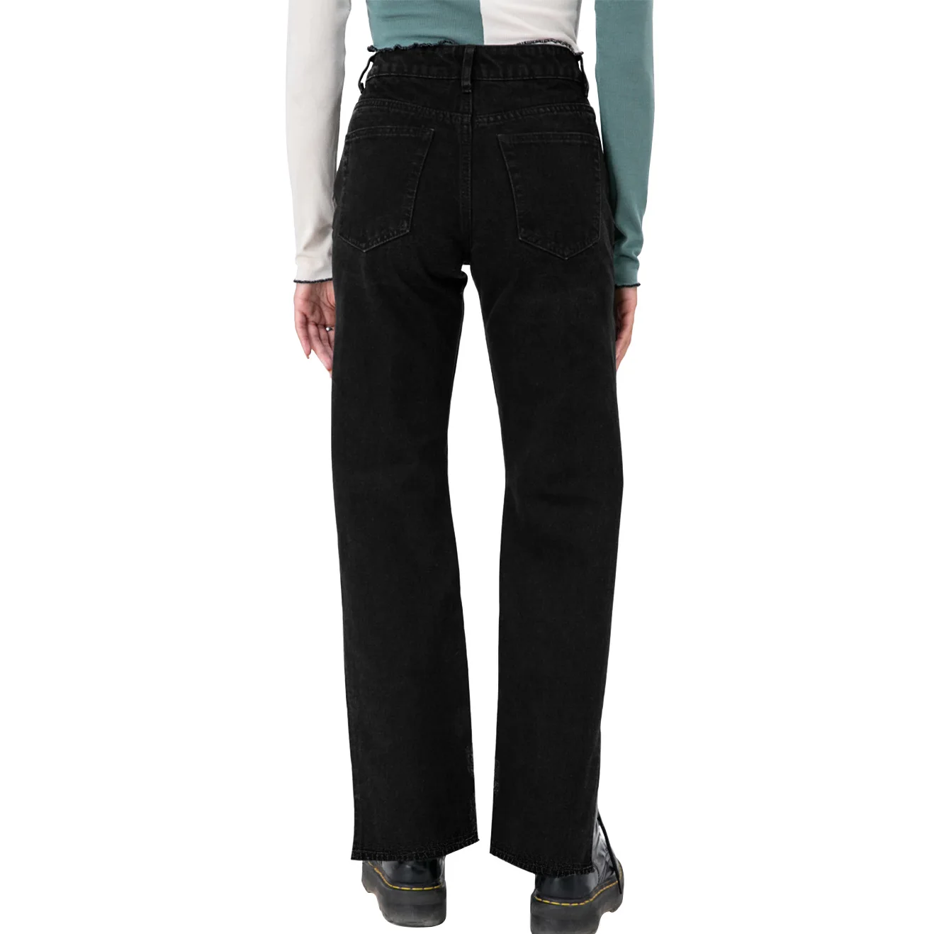 Women's High-End Euro-American Stretch Slim Cut Jeans Casual Mid Waist Solid Color Denim Trousers Straight Style