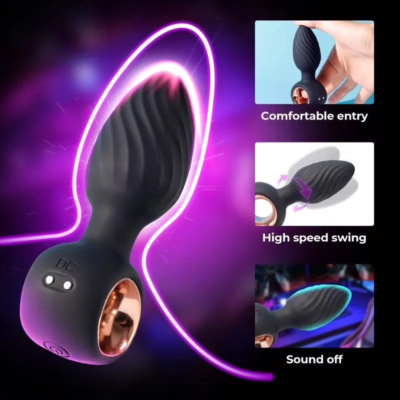 New 360 Rotation Silicone Prostate Massager Vibrating Butt Plug Adult Anal  Sex Toys for Men Anal Dildo Vibrator