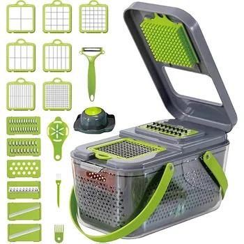 22 in 1 Vegetable Slicer Vegetable Cutter machine with Colander Basket Multifunctional Vegetable Chopper