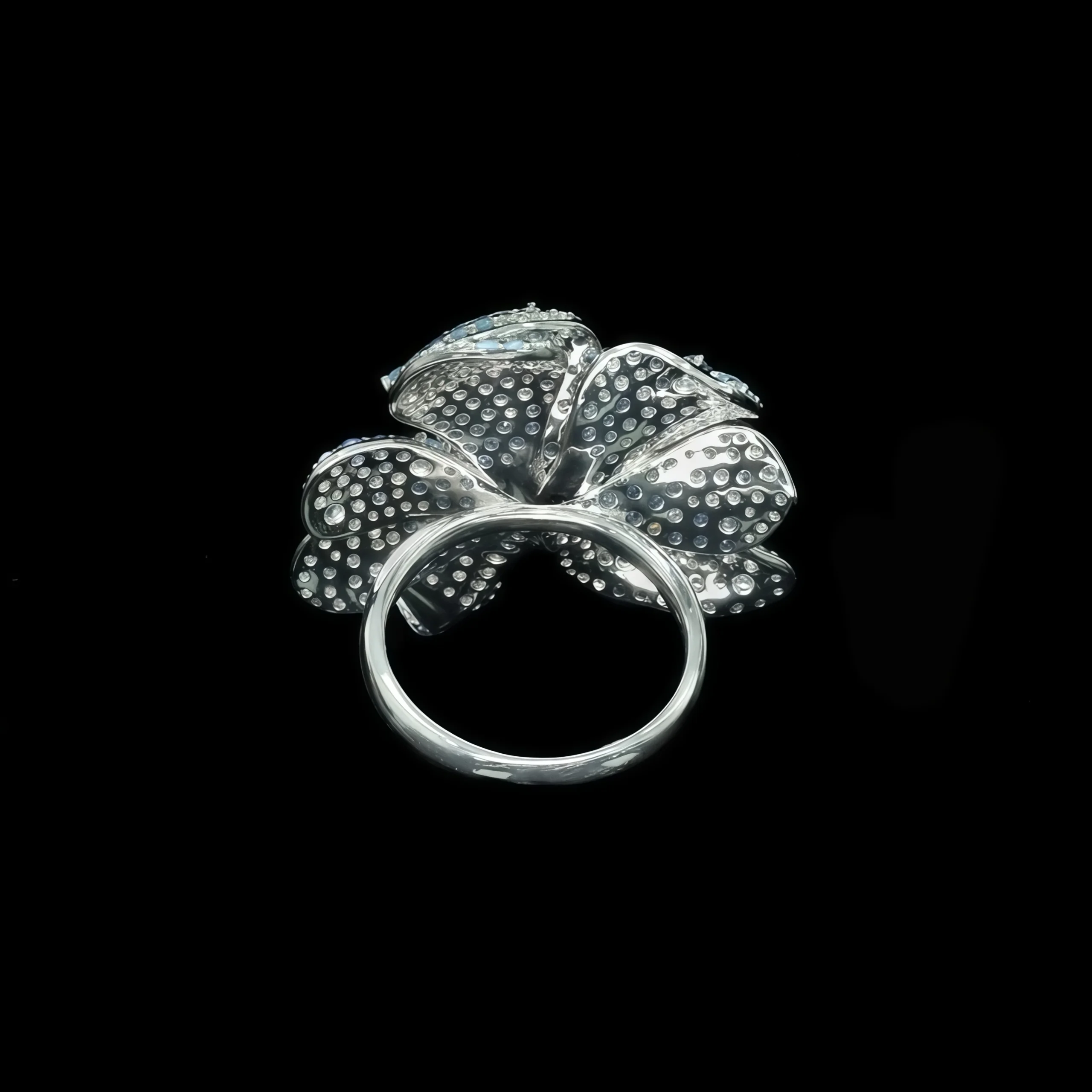 MUSHAN Jewelry Factory Fine Jewelry 925 Sterling Silver Rings Blue High Carbon Diamond Full Inlay Luxury Designer Flower Ring