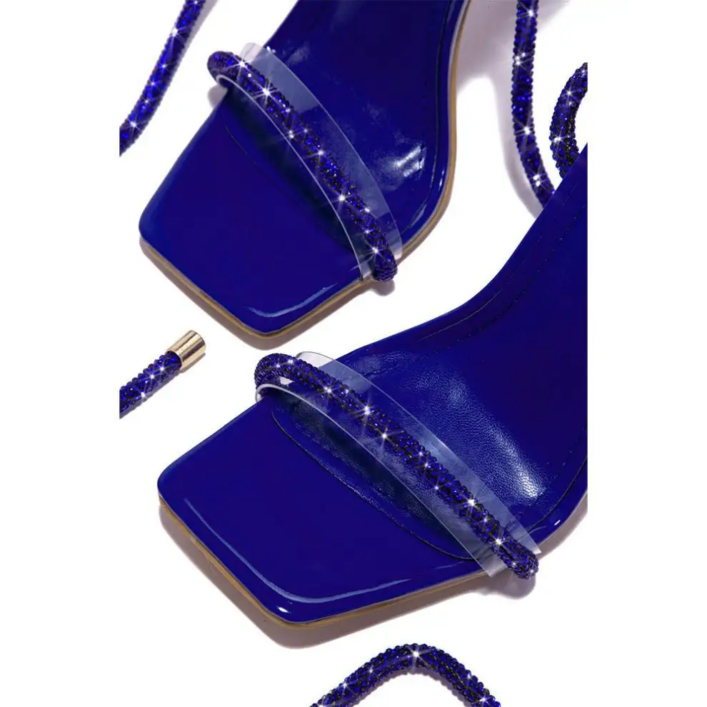 Sexy Gold Crystal Ankle Cross Strap Sandals Women Summer Party Wedding