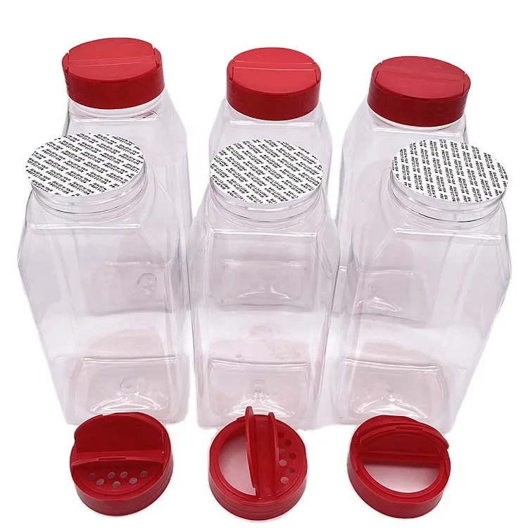 32OZ Plastic Spice Bottles Seasoning Containers Jars Include Flap Lid with Pour and Sifter Spice Shaker