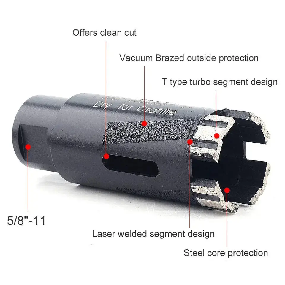 1-3/8 Inch Diamond Core Drill Bits for Hard Stone Concrete Marble Granite Brick Laser Welded Dry or Wet Hole Saw