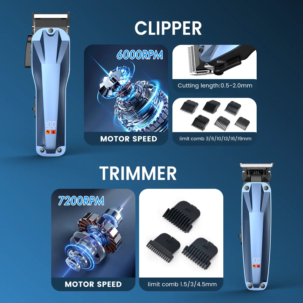 PRITECH New Custom Hair Clipper Set Professional Haircut Machine Professional Hair Clipper for Men