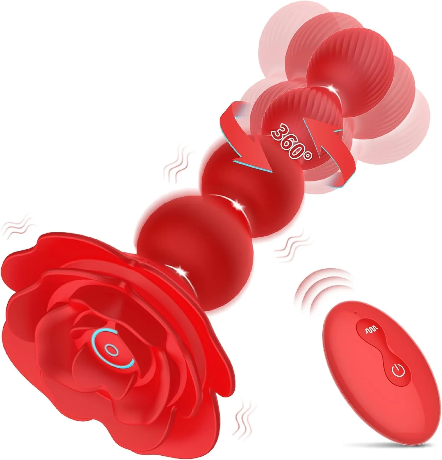 10-Mode Prostate Massager Anal Vibrator Rotate Twist and Vibrate Graded  Silicone Dildo Design Rose Vibrator