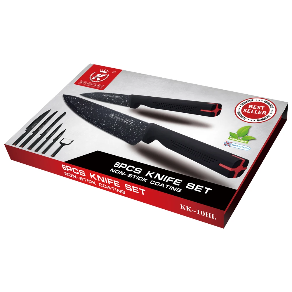 kitchen king Stainless Steel Knife Set, 6 Pieces - Black price in