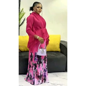 2025 Summer New Style Casual Large-Sized Women's Set with Fashionable Print Miyeke Ruffled Set