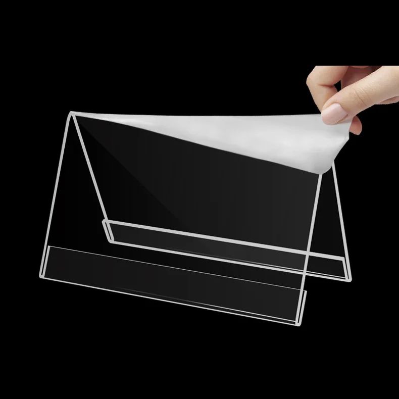 Acrylic Desktop Business Card Table Number Holder Stand V Shape Office Desk Name Plate Sign Holder
