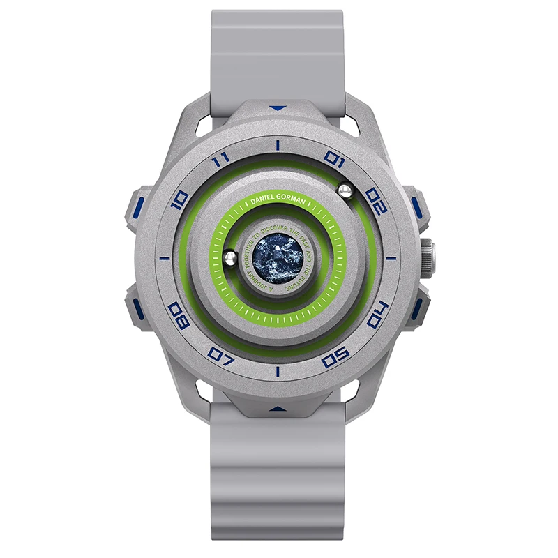 Futuristic Men's Analog Watch Bold Green Accents Durable Silicone Strap  Unique Modern Design by Daniel Gorman