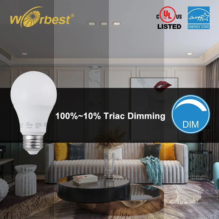 WORBEST ULcUL Certified E26 Base A19 LED Bulb Lamp 6W 9W 12W 15W A19 A60 White LED Bulb AC120V Rated for US Canada
