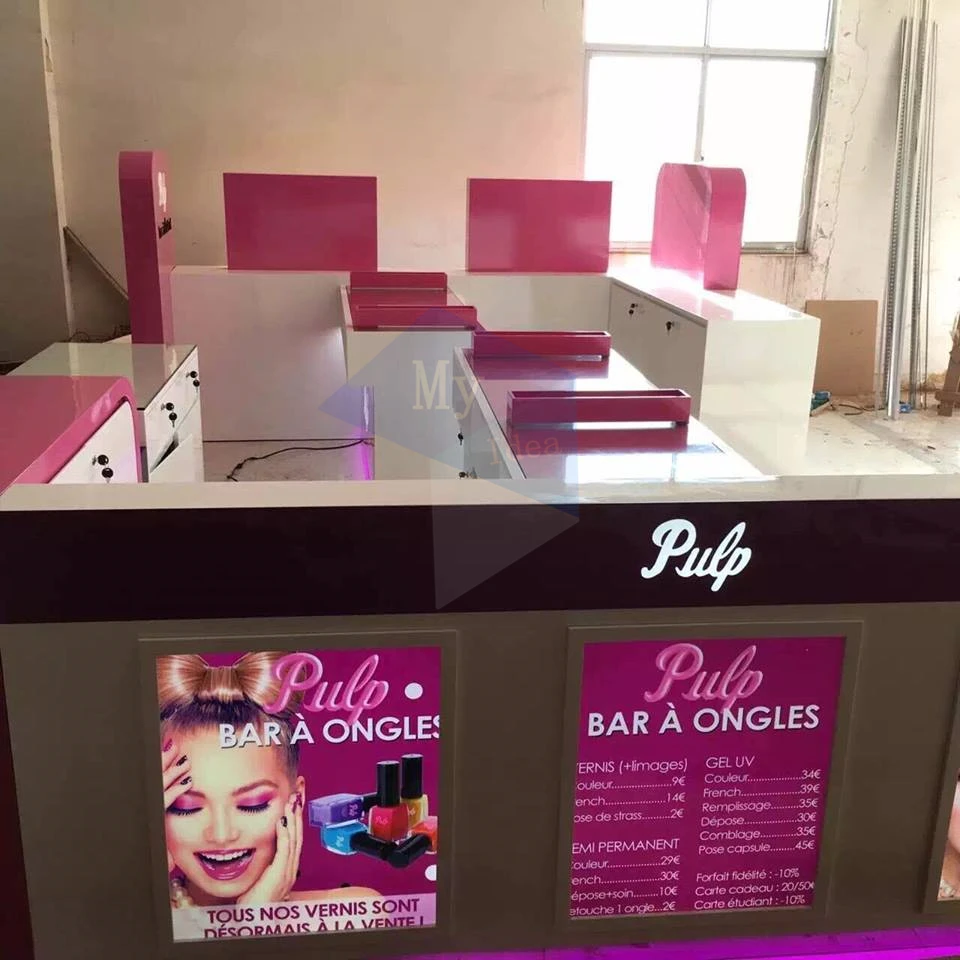 Factory Customized Luxury Nail Bar Furniture 3d Design Modern Manicure