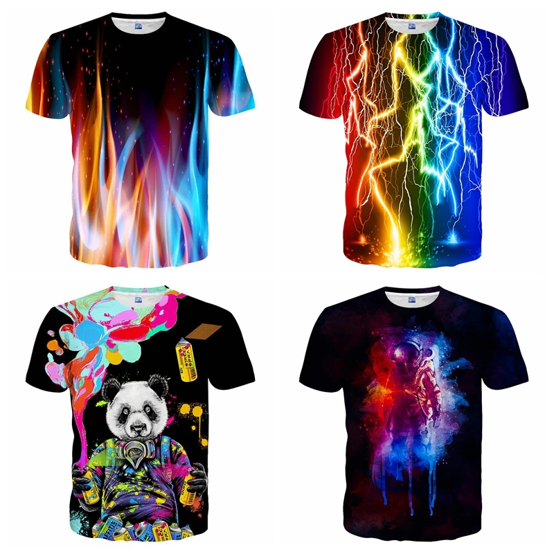 Custom 3d Graphic Colorful Tshirts Crew Neck Print Tee 92 Polyester 8