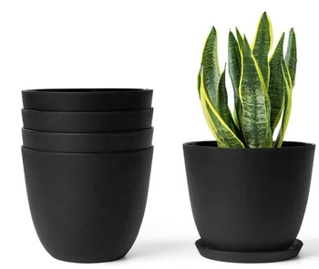 Vasi in Plastica da 6,5 Pollici Decorativi per Giardinaggio con Sottovaso di Drenaggio per Tutte le Piante da Interno Fiori Erbe Fogliame Semenzaio