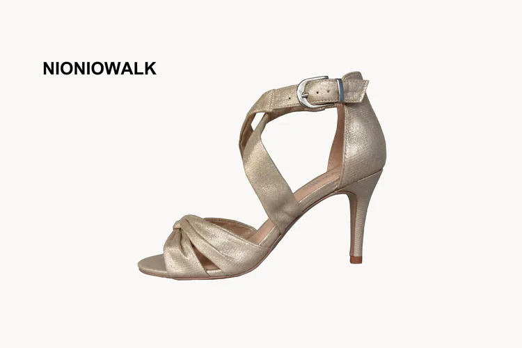 Sandalias De Vestir Con Punta En Pico Y Tacón Medio Delgado Para  Mujer,Zapatos De Vestir Dorados Metellicos - Buy La Sandalia De Tacón,Vestido  Sandalias,Las Mujeres De Tacón Medio Sandalias Product on Alibaba.com