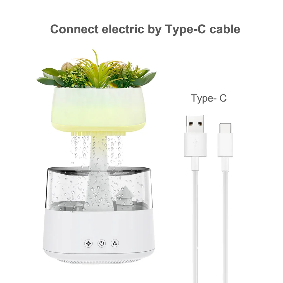 CE Home Bedroom Decorative Flowers DIY Artificial Plant Rain Humidifier  Ultrasonic Cool Mist Aroma Diffuser for Household