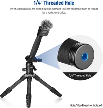 NEEWER 12"/30cm Telescoping Interview Mic Handle for Wireless Go, Lavalier Video Microphone Handheld Adapter with Cold Shoes detail image