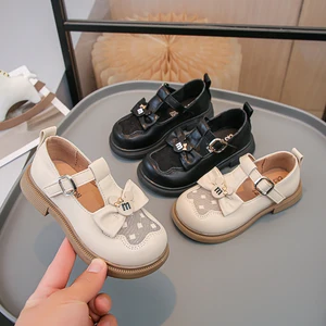 Fashionable Retro Mary Jane Flats Office Career Small Dress Shoes Girls Soft Rubber Insole Slip-On Logo Bordered Lightweight