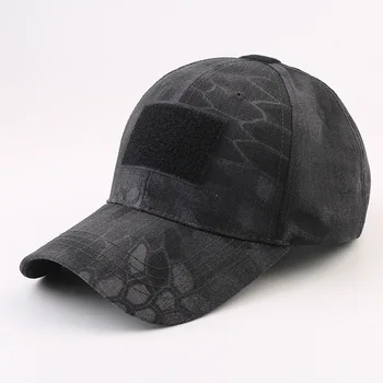 Hiking Running Camping Hook and Loop Fastener Camo Baseball Cap Men Patches Custom Logo Black Tactical Camouflage Cap for Men