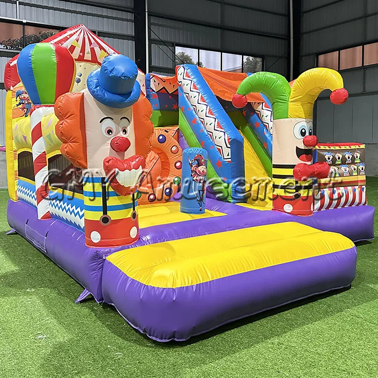 Cheap Inflatable Carnival Circus Clown Theme Carnival Games Jumping Bounce House With Slide Inflatable Combo for Party Rental