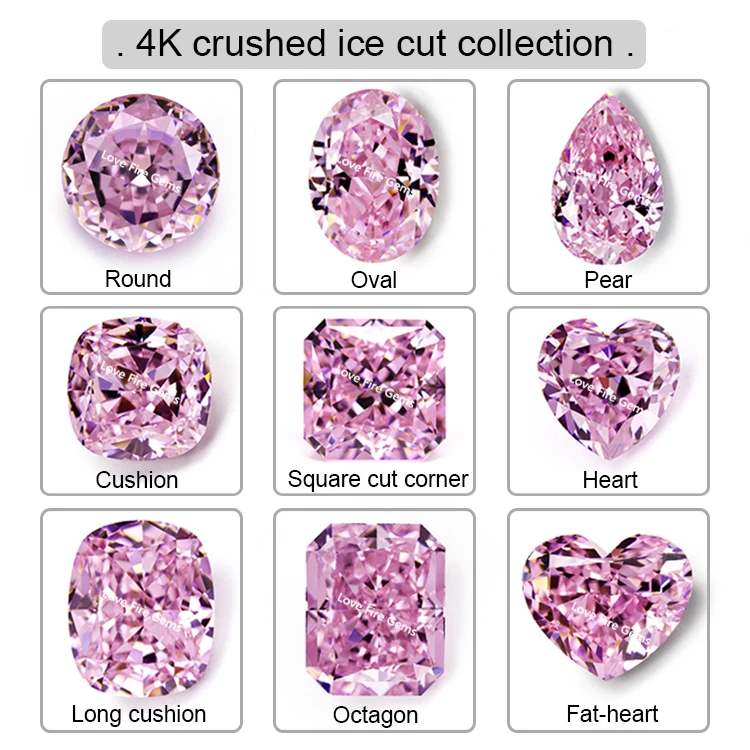 Custom Made Loose Synthetic Cz Gems Octagon square Cut Corner Normal pink 4k Crushed Ice Cut Cubic Zirconia