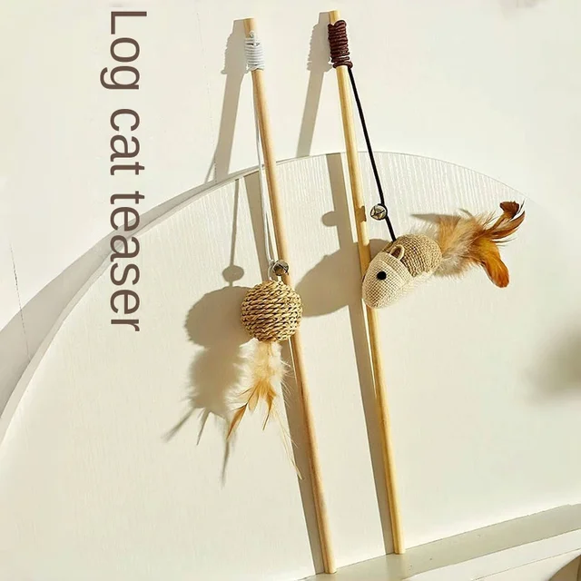 Interactive Plush Cat Toy Self-Relief Mouse with Bell Bite-Resistant Cat Stick for Kitten's Physical Exercise and Consumes