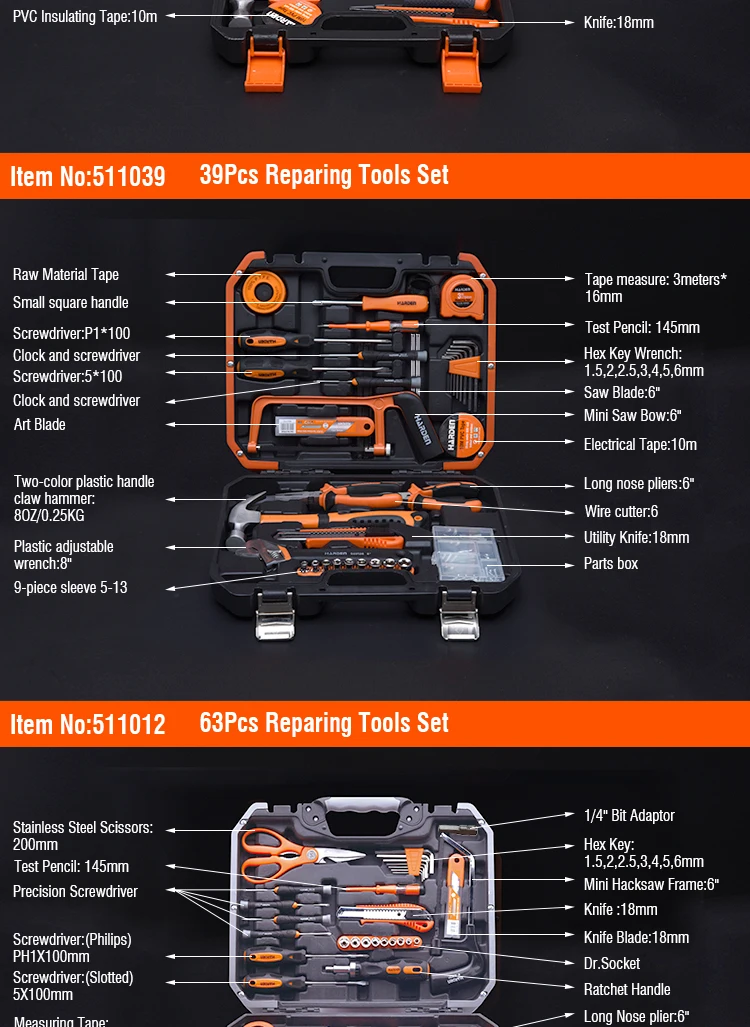 Professional OEM Service Chrome Vanadium 18pcs Car Repair Tool Set With Box