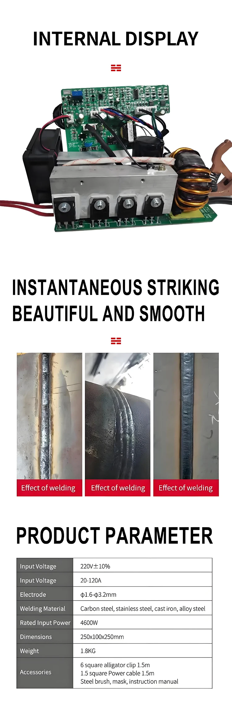 Handheld Arc Welding Machine with Inverter & DC Motor Portable Amended Board Hand-Welder New Condition