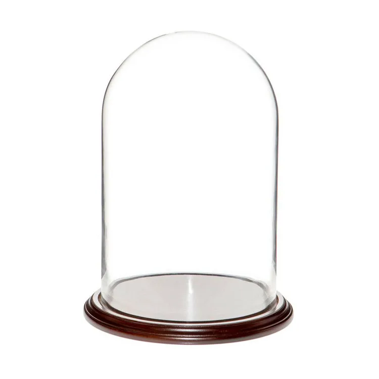 Glass Cloche Bell Jar Dome with Bamboo wood Tray DIY Decorative centerpiece tabletop Glass Cloche Bell Jar Dome for sale manufacture