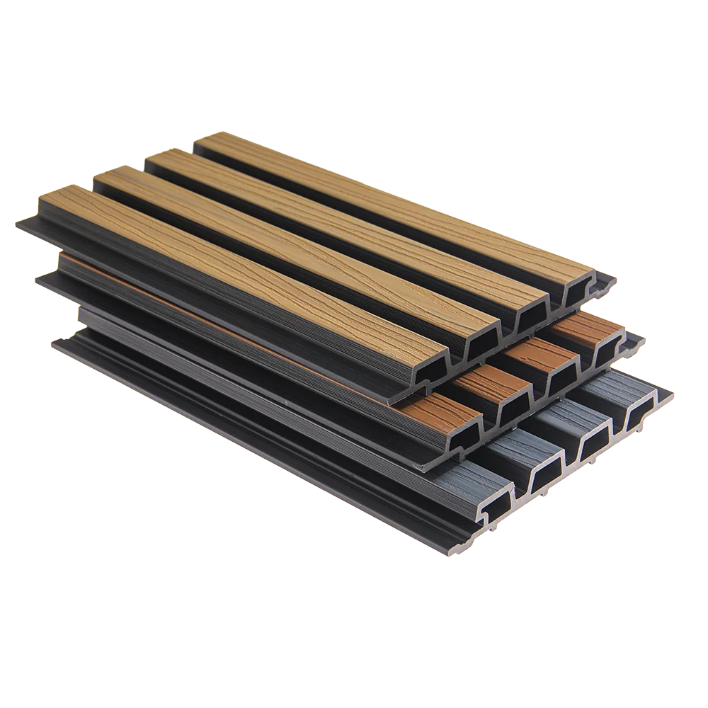 Hot Sale Coextrusion Cladding Fluted Wpc Teak Oak Birch Outdoor Slat Fluted Wall Panel