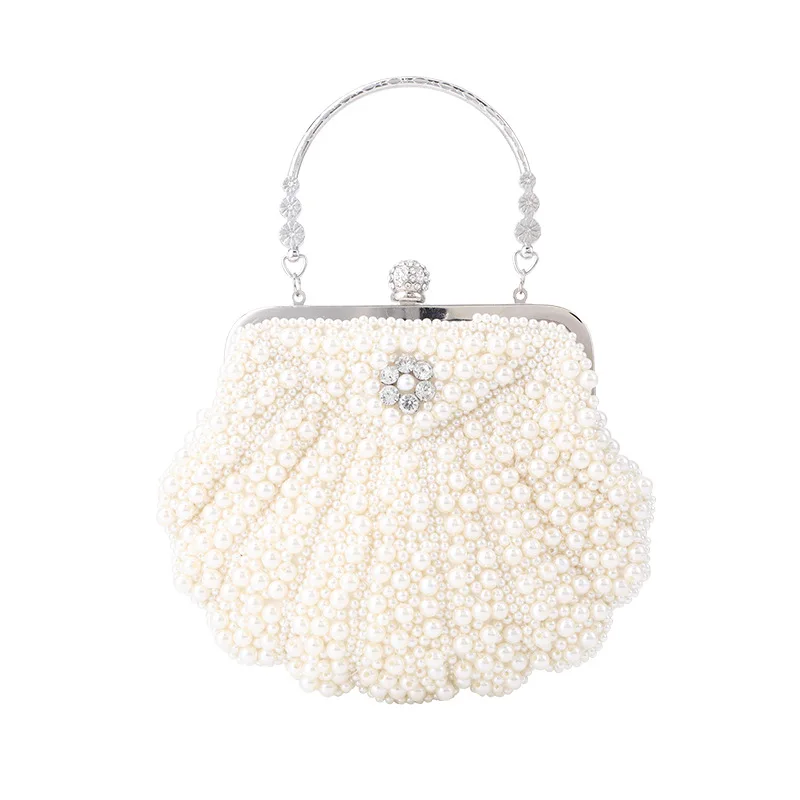 Wedding Clutch Purse For Prom Cocktail Party,Women Shell Shaped Handbag  Pearl Clutch Bag Noble Crystal Beaded Evening Bag - Buy Pearl Clutch