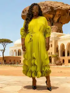 Plus Size Pleated Midi Dress with 3D Details | Fashion-forward Daily Occasion Wear